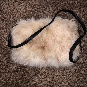 Cream faux fur cross body